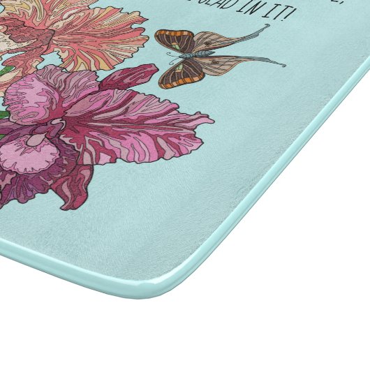 Iris en vlinder met vers vanaf Psalm 118:24 Snijplank (Hoek)