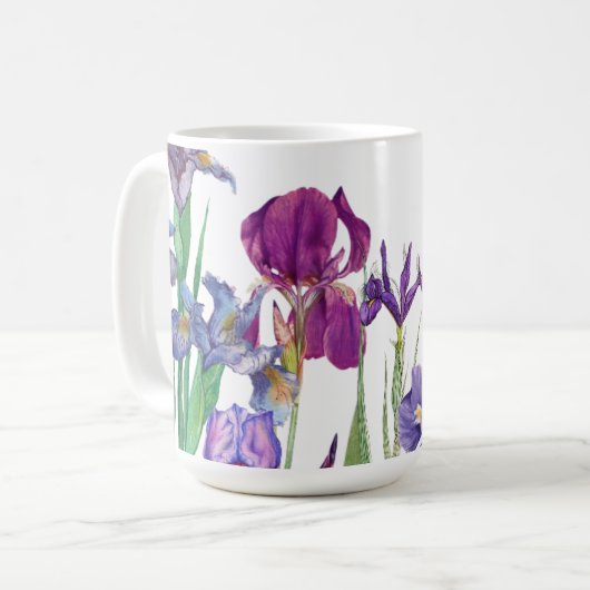 Iris fleur aquarelle Café Mug (Devant gauche)