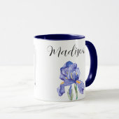 Iris fleur nom personnalisé tasse (style : Madison (Devant droit)