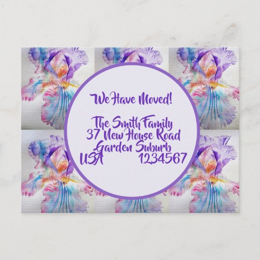 Iris Fleurs Nouvelle Adresse Carte Postale, Nous D (Devant)