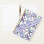 Iris Floral Aquarelle Violet Jaune Année Monogramm (Devant avec enveloppe)