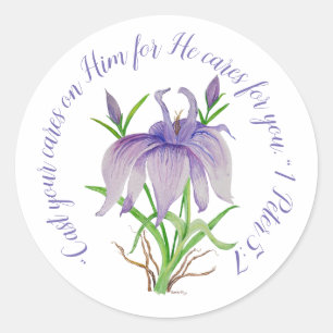 Iris Floral Art met Jezus naam Ronde Sticker