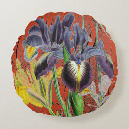 Iris Floral Fantasy Red 2.0 Rond Kussen