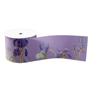 Iris Floral Flowers Garden Grosgrain Ribbon Grosgrain Lint