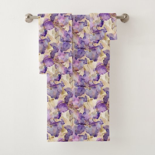 Iris Floral Mariage Romantique Violet Or (En situation)