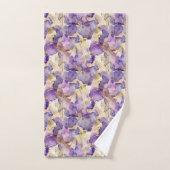 Iris Floral Mariage Romantique Violet Or (Serviette à main)