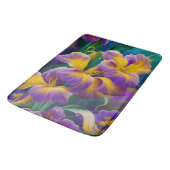 Iris Floral Paarse en goudblauwe bladeren Badmat (Gekanteld)