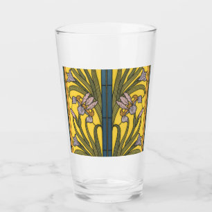 Iris Flower Art Nouveau Glas in lood blauw goud