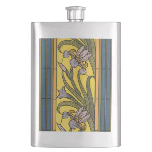 Iris Flower Art Nouveau Glas in lood blauw goud Flacon