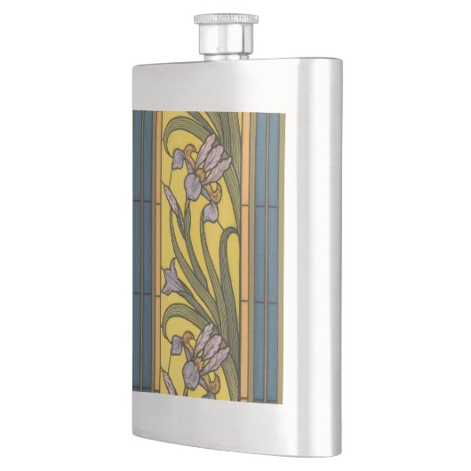 Iris Flower Art Nouveau Glas in lood blauw goud Flacon (Links)