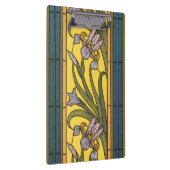 Iris Flower Art Nouveau Glas in lood blauw goud Klembord (Rechts)