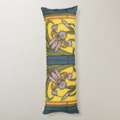 Iris Flower Art Nouveau Glas in lood blauw goud Lichaamskussen (Achterkant (Verticaal))