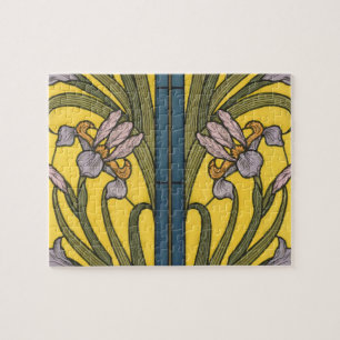 Iris Flower Art Nouveau Glas in lood Pattern Legpuzzel