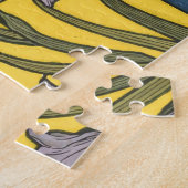 Iris Flower Art Nouveau Glas in lood Pattern Legpuzzel (Zijkant)