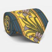 Iris Flower Art Nouveau Glas in lood Pattern Stropdas (Opgerold)