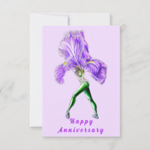 Iris Flower Ballet Dancer Anniversaire Carte