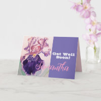 Iris Flower Get Well Bientôt Femme Carte Nom