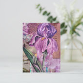 Iris Flower mixed media collage Postcard Briefkaart (Staand voorkant)