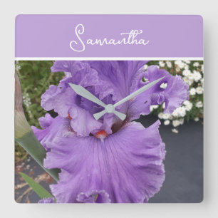 Iris Flower Paars Lavender Lila Schort Vierkante Klok