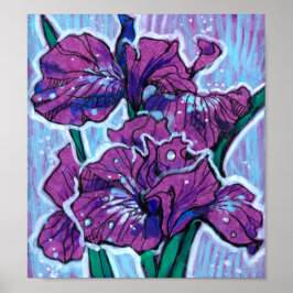 Iris Flower Spring Flowers Floral Painting Paars Poster