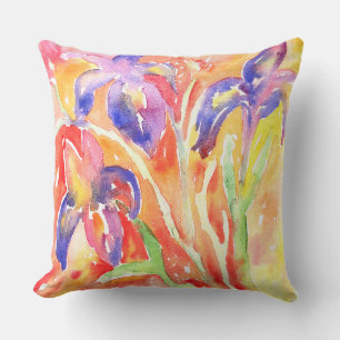 Iris Flower Waterverf schilderij Buitenkussen