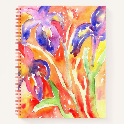 Iris Flower Waterverf schilderij Notitieboek (Voorkant)