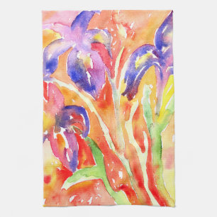Iris Flower Waterverf schilderij Theedoek