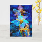 Iris Flowers Blue Artsy Note Kaart (Gele Bloem)