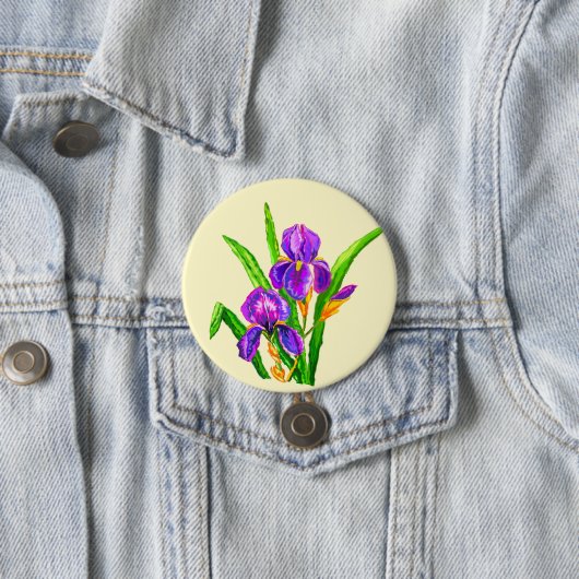 Iris Flowers Button Irises - Uw kleur - Tekst (In situ)