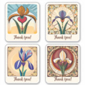 Iris Flowers Groovy Retro Personalized Sticker (Voorkant)
