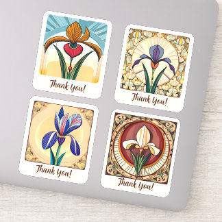 Iris Flowers Groovy Retro Personalized Sticker