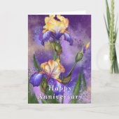 Iris Flowers Happy Jubileum Kaart (Voorkant)