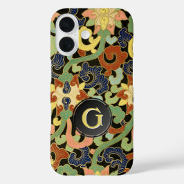 Iris Flowers Monogram iPhone 16 Hoesje