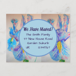 Iris Flowers New Address Briefkaart, We gaan verde Briefkaart
