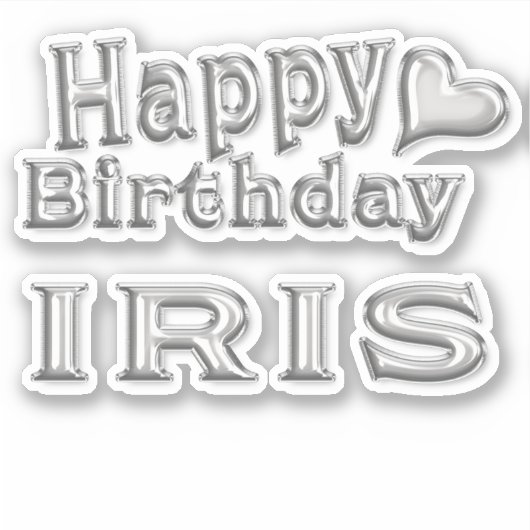 Iris Happy Birthday silver Aufkleber Sticker (Voorkant)