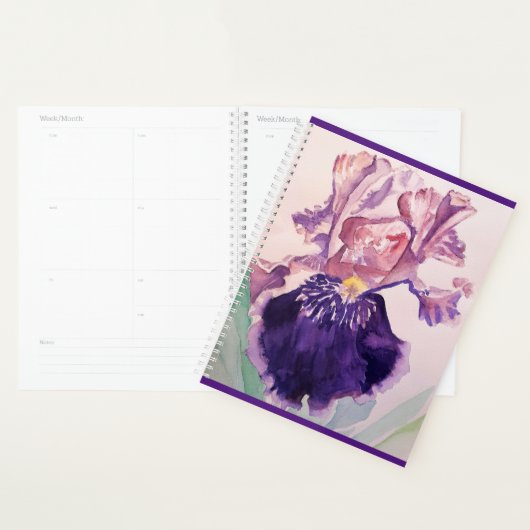 Iris iris glorieux violet fleurs d'aquarelle Art (Devant avec enveloppe)