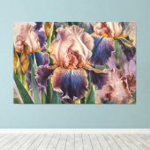 *~* IRIS Irissen  Bloemen TV2 Perzik Blauw Canvas Afdruk (Insitu (Houten vloer))