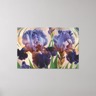 *~* IRIS Irissen Bloemen TV2 Pruimenblauw Canvas Afdruk