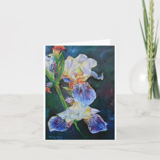 Iris is een schilderij van Timothy Orikri. Kaart (Voorkant)