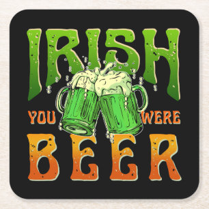 IRIS JE WAS BIER GRAPPIG DRINKEN IERLAND VIERKANTE KARTONNEN ONDERZETTER