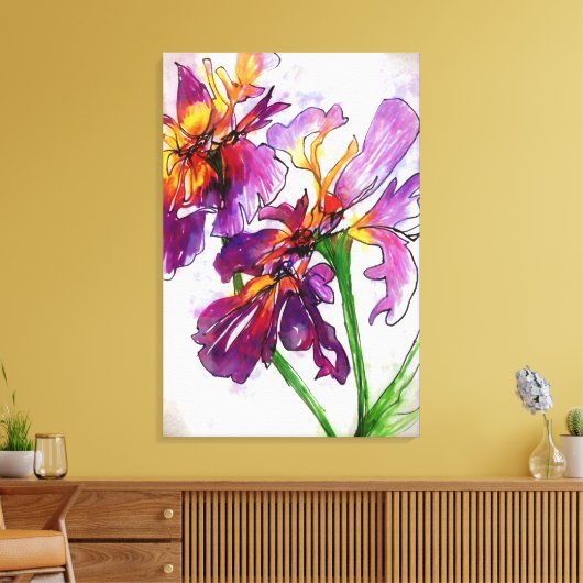 Iris je was hier canvas afdruk (Insitu (Woonkamer))