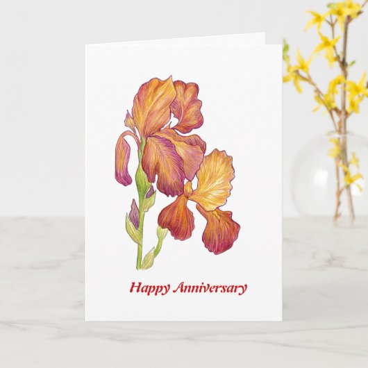 Iris Jubileum Kaart (Gele Bloem)