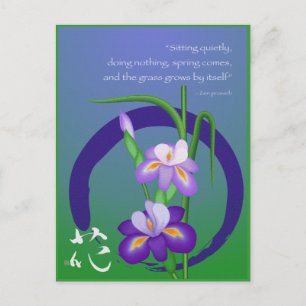 Iris met Enso-cirkel en Zen-wijsheid Briefkaart