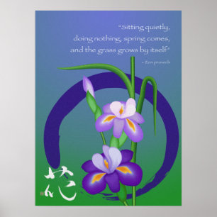 Iris met Enso cirkel en Zen wijsheid Poster