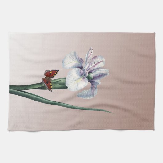 Iris met vlinder theedoek (Horizontaal)