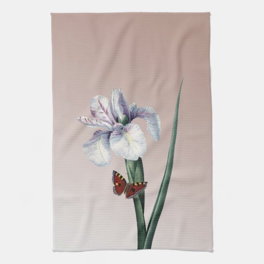 Iris met vlinder theedoek (Verticaal)