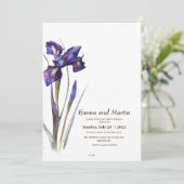 Iris Minimalistisch Modern Mooi Bloemen Bruiloft Kaart (Staand voorkant)