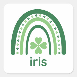 iris Name Clover Boho Rainbow Vierkante Sticker