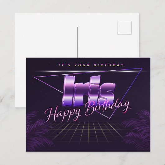 Iris Name Prénom lila Carte postale (Devant / Derrière)