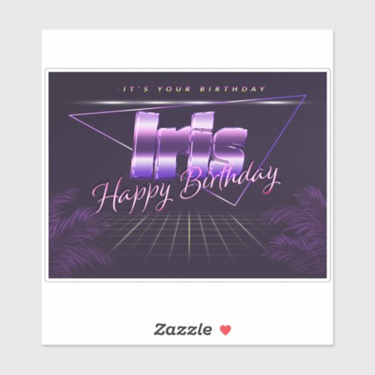 Iris Name Prénom lila retro Sticker (Feuille)